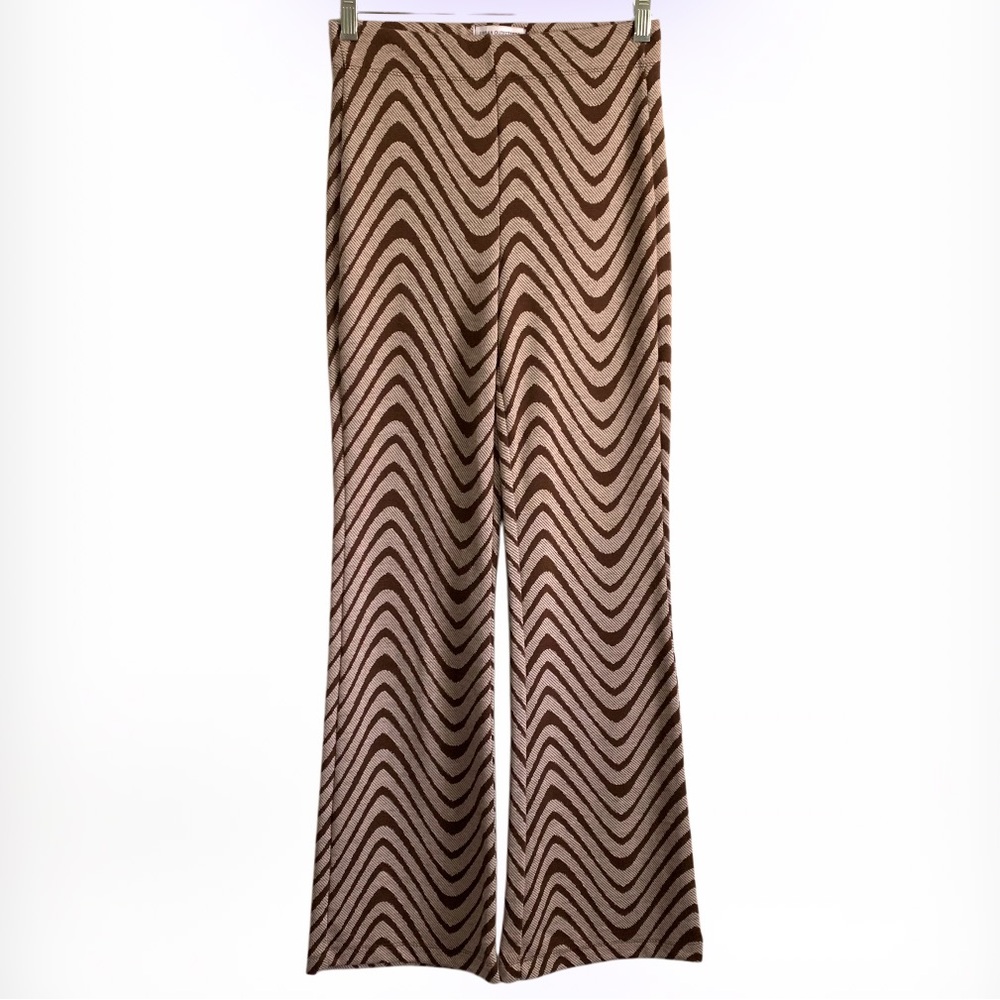 Urban Outfitters Chevron Wavy Patterned High Waisted Flare Leg Pants